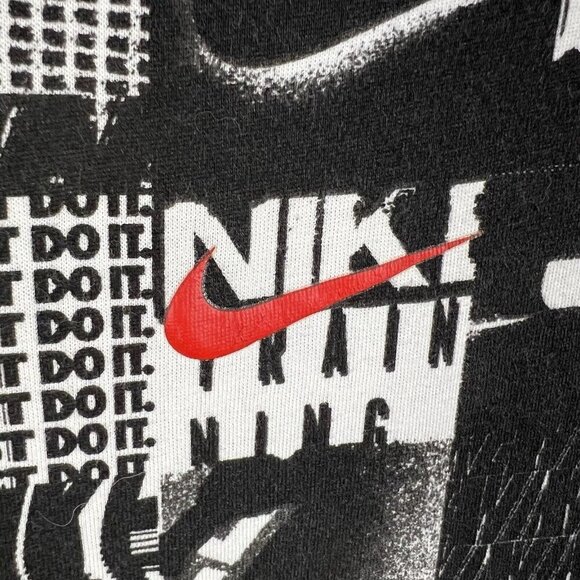 Nike Tee Men's M Just Do It All Over Print Red Swoosh Logo Dri Fit Black White - Picture 5 of 8